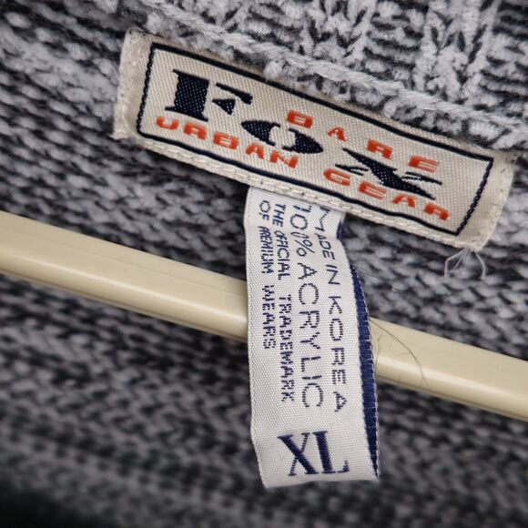 Bare Fox Urban Gear Sweater Mens XL Grandpacore Knit Soft Acrylic Black Gray - Picture 4 of 6
